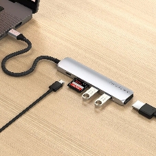 Док-станция Satechi ST-P6SS, USB Type-C, USB Type-C/HDMI/2xUSB Type-A/SD/microSD, USB Type-C