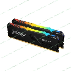 Оперативная память Kingston Fury Beast, DDR4, 16GB (2x8GB), 3200MHz, CL16, DIMM, с радиатором, RGB, черный