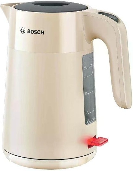 Электрочайник Bosch TWK 2M167 бежевый, 1.7 л, 2400 Вт, скрытый нагревательный элемент