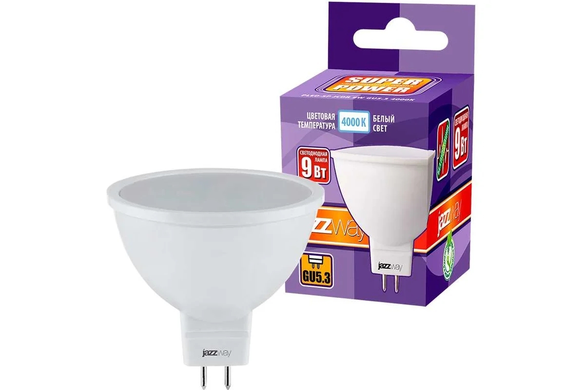 Лампа светодиодная JazzWay PLED- SP JCDR 9w GU5.3 4000K-E