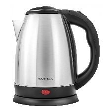 Электрочайник SUPRA KES-1801S серебристый/черный, 1.8 л, 1500 Вт, скрытый нагревательный элемент