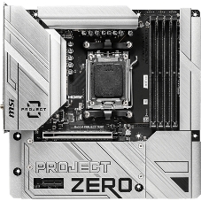 Материнская плата MSI B650M PROJECT ZERO, AM5, AMD B650, 4xDDR5, 4xSATA, 2xM.2, 1xPCIe 4.0 x16, 1xPCIe x1, 1xDP, 1xHDMI, 1x 2.5Gb LAN, 2xUSB-A 2.0, 2xUSB 3.2 Gen 1, 3xUSB 3.2 Gen 2, 3x3.5 мм, 7.1, mATX