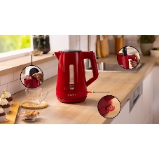Чайник электрический Bosch TWK1M124 1.7 л, 2400 Вт, красный