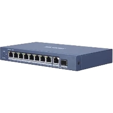 Коммутатор Hikvision DS-3E0510P-E/M(O-STD)(B), 8×1 Гбит/с PoE + 2×1 Гбит/с, неуправляемый
