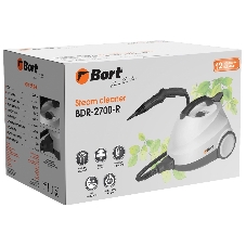 Пароочиститель Bort BDR-2700-R белый, напольный, 2200 Вт, 45 г/мин, 1200 мл