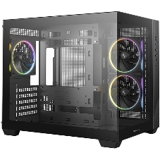 Компьютерный корпус Deepcool CG330 3F без БП, боковое окно (панорама), 3x120мм ARGB PWM вентилятора, черный, mATX