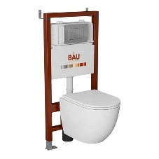 Комплект BAU 6 в 1: инсталляция BAU PRO, унитаз подвесной торнадо Bau Nimb Hurricane-3, сиденье дюропласт микролифт, клавиша BAU Stil, хром