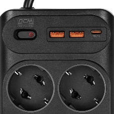 Сетевой фильтр Powercom SP-10 USB2A1СB 1.8 м 1.8м (10 розеток) черный, коробка