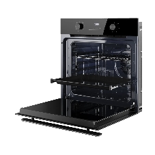 Духовой шкаф Kuppersberg HO 608 X Line, High-Tech, 78 л, цвет черный, цвет фурнитуры нержавеющая сталь, поворотное управление, дисплей, таймер, 8 режимов, макс. температура 310 градусов, телескопические направляющие (на 1 уровень)