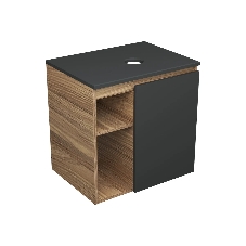 Тумба Bau Dream Blackwood 60 правая, графит, раковина BAU Nimb 51х41 белая, выпуск клик клак хром