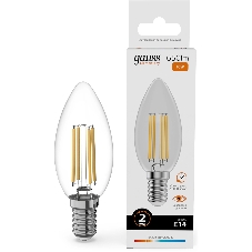 Лампа светодиодная филаментная Gauss Filament 10Вт цок.: E14 свеча св. свеч. бел. теп. (упак.: 10 шт)