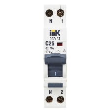 Выключатель автоматический дифференциального тока IEK B06S, 1P+NP, 25А, 6кА, ARMAT