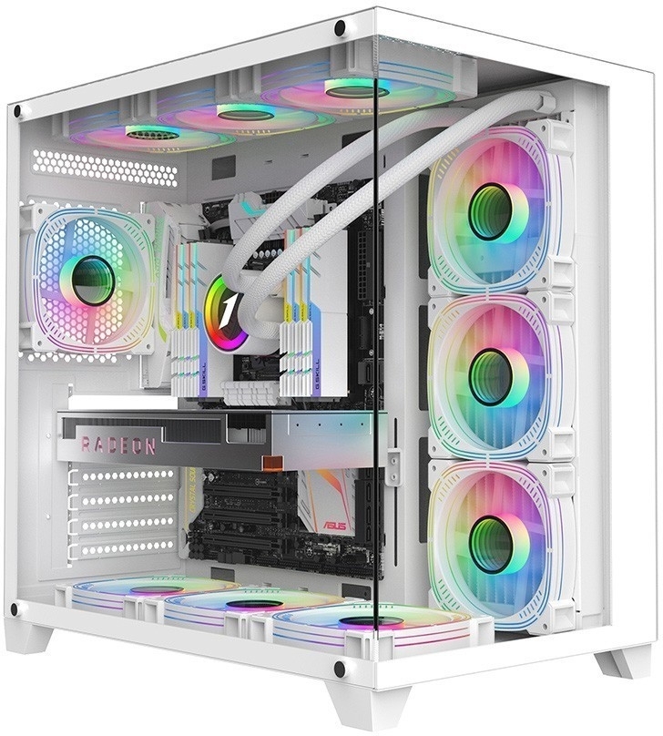 Компьютерный корпус 1STPLAYER MEGAVIEW MV8-TP белый/ATX/MV8-TP-WH