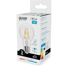 Лампа филам. Gauss Filament 9Вт цок.:E27 груша св.свеч.бел.нейт. (упак.:10шт) (22229)