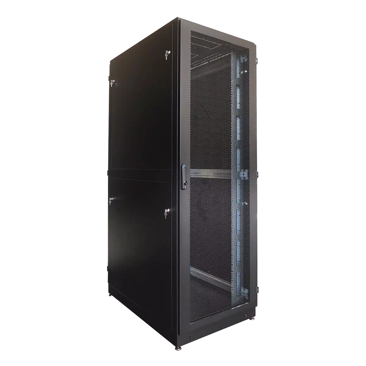 Шкаф серверный напольный 42U (800 1200) двойные перфорированные двери 2 шт., черный