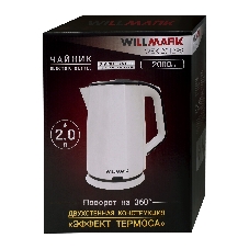 Чайник электрический Willmark WEK-2012PS белый/черный, 2.0 л, 2000 Вт
