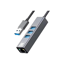 Кабель-адаптер USB3.0 5bites UA3-45-11BK, 3*USB3.0, RJ45 1G, AL, серый