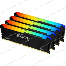 Оперативная память Kingston Fury Beast, DDR4, 64Gb (4x16Gb), 3200MHz, CL16, DIMM, с радиатором, RGB, черный
