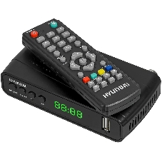 Приставка для цифрового ТВ Hyundai H-DVB520 черный, DVB-T2, DVB-T, DVB-C, HDMI, USB 2.0 х2