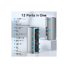 Док-станция Vention TPJH0-EU, USB Type-C, HDMI/VGA/USB/RJ45/SD/3.5мм/PD/DC, USB Type-C