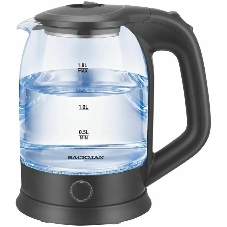 Электрочайник BACKMAN BM-TEA 728 черный, 1.8 л, 2200 Вт, скрытый нагревательный элемент
