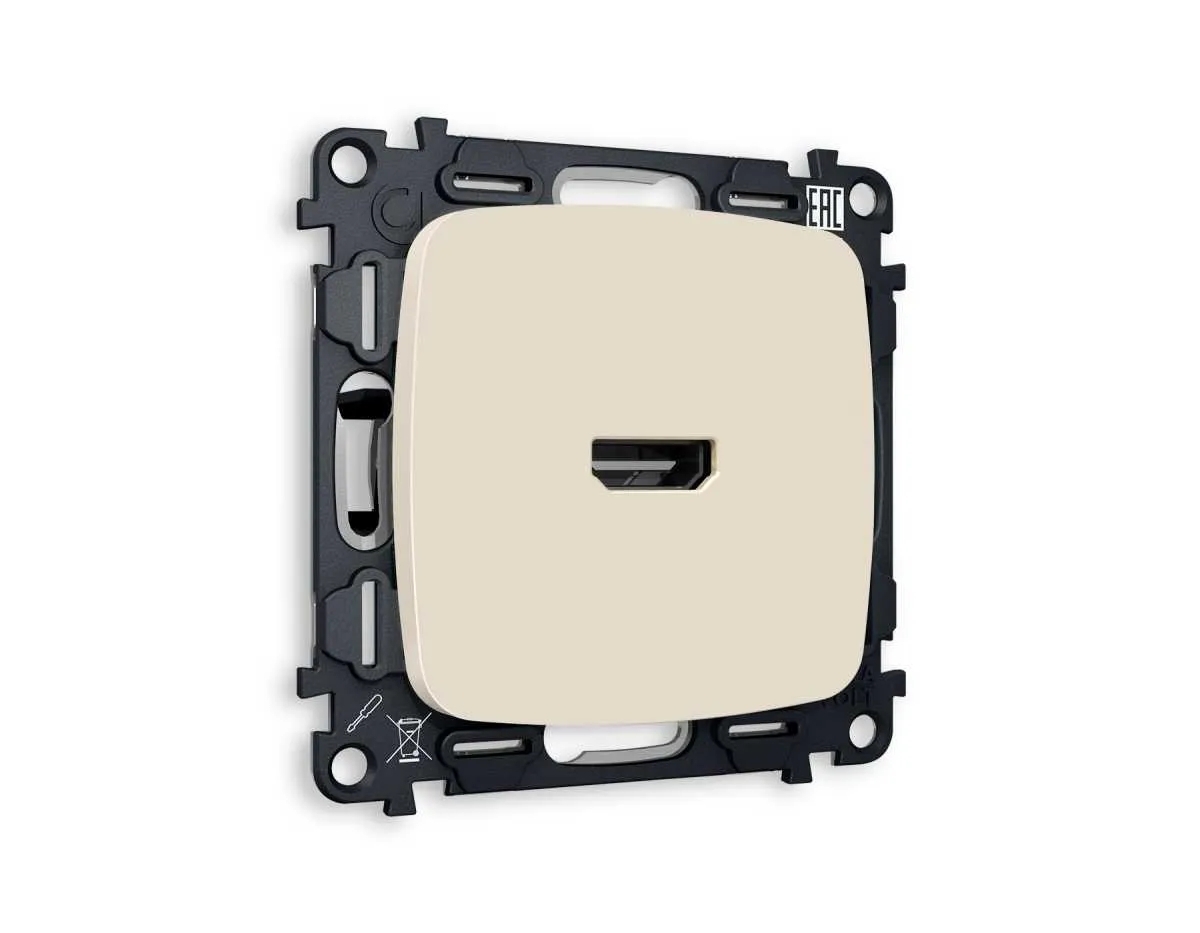 Комплект механизма розетки HDMI 2.0 OMEGA Бежевый матовый 40V/500MO 2.0GHz 5-18Gbit/s QUANT (OP3340, VM222) MO334010