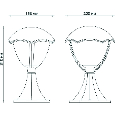 Светильник садово-парковый Gauss Aura на постамент 200x200x310мм, 170-240V/50Hz, 1xE27, Max.60W, IP: 54, 1/6