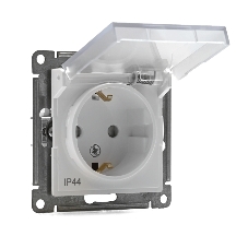 Механизм розетки 1-м СП AtlasDesign AQUA с заземл. защ. шторки с защ. крышкой 16А IP44 белый, SchE ATN440146