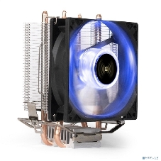 Кулер для процессора ExeGate Wizard EXX200-PWM.BLUE серебристый, 90 мм, алюминий/медь, 2400 об/мин, 24 дБ, 4 pin, 95 Вт, 130 мм
