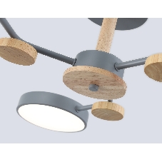 Светильник Ambrella light FL4856/3 GR/WD серый/дерево 54W 3000-6000K D660*170 (без ПДУ)