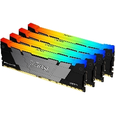 Оперативная память Kingston Fury Renegade, DDR4, 32Gb (4x8GB), 3600MHz, CL16, DIMM, с радиаторами, RGB, серебристый/черный