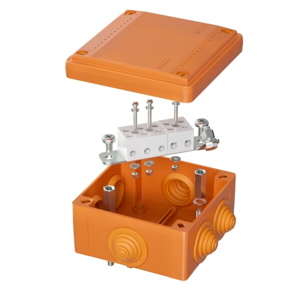 Коробка пластиковая DKC FSB11510 FS с кабельными вводами и клеммниками, IP56,100х100х50мм, 5р, 450V,20A, 10мм.кв