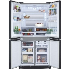 Холодильник Sharp SJ-EX93PSL нержавеющая сталь трехкамерный 345/211л морозилка снизу, No Frost, Side by Side