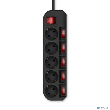Сетевой фильтр Buro 500SH-3-SW-B 3 м, 5 розеток, черный, коробка