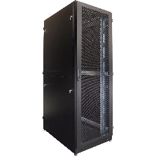 Шкаф серверный напольный 42U (800 1200) дверь перфорированная, задние двойные перфорированные, черный