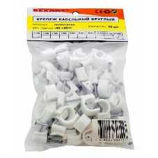 Крепеж кабеля круглый Rexant 16 мм, белый (упак. 50 шт)