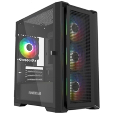 Компьютерный корпус Powercase Alisio Micro X4B V2, Tempered Glass, 4х 120мм ARGb fans, ARGb HUB, черный, mATX (CAMCXB-A4)