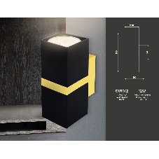 Настенный светильник FW246/2 BK/GD черный/золото GU10*2 max 12W 155*61*80