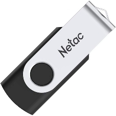 Флешка USB Netac U505 (NT03U505N-064G-20BK), 64Gb, USB 2.0, R/W 70/30, черный/серебристый