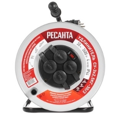 Удлинитель силовой Ресанта СУ-3х2,5КГ-30/3 (61/118/9) 2x1.0 кв.мм 4 розет. 40 м ПВС катушка серый