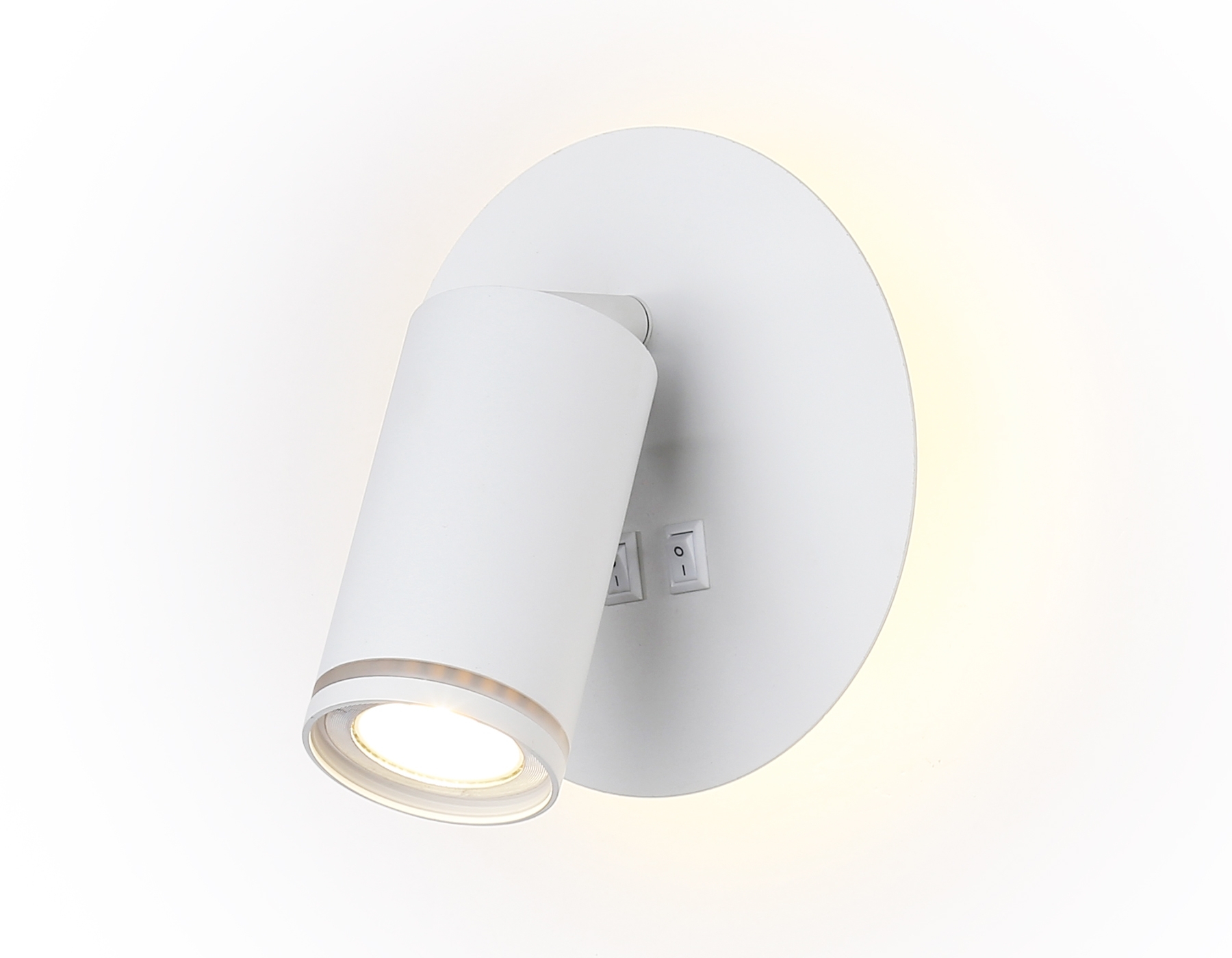 Настенный светильник с выключателем Ambrella light FW2462 WH белый GU10 max 12W+LED 4200K 7W D145*150