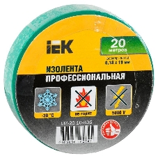 Изолента IEK UIZ-20-10-K06 0,18х19 мм зеленая 20 метров