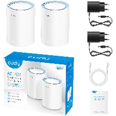 Бесшовный Mesh роутер Cudy M1200 (M1200 2-PACK) AC1200 Wi-Fi белый (упак.:2шт)