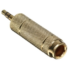 Аудио переходник Cablexpert A-35M-63F, Jack3.5(M) на Jack6.3(F) стерео, золотой, пакет