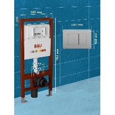 Инсталляция BAU PRO для подвесного унитаза с клавишей смыва BAU Stil Gun Grey, антивандальная, нержавеющая сталь темно-серый металлик
