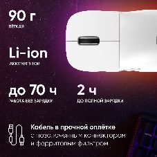 Мышь беспроводная Oklick 900GMW белый, 26000 dpi, радиоканал, Bluetooth, USB, кнопки - 6