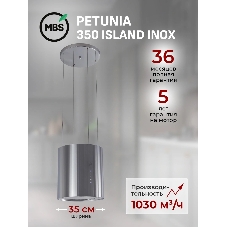 Вытяжка каминная MBS Petunia 135 Island Inox нержавеющая сталь управление: кнопочное (1 мотор)
