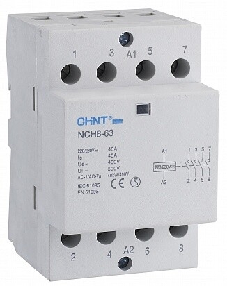 Контактор модульный CHINT модульный NCH8-63/40 63А 4НО AC 220/230В 50Гц