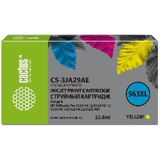 Картридж струйный Cactus 963XL CS-3JA29AE (есть ограничения по прошивке) желтый (25.5 мл) для HP OfficeJet Pro 9010/9010e/9012/9014/9015/9016/9019