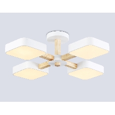 Светильник Ambrella light FL4879/4 WH/WD белый/дерево 72W 3000-6000K D610*160 (без ПДУ)